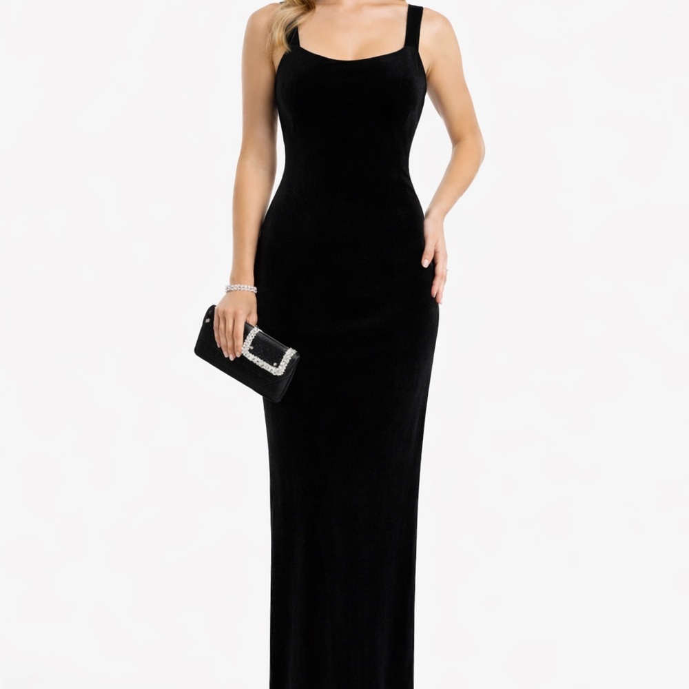 VTG Y2K Arianna By Rachel Kaye Dress Sz 10 Velvet Velore Black Maxi Dress 240029 - Picture 10 of 10